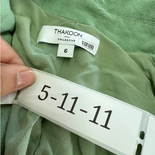 Thakoon Collective Blazer Womens 6 Green Oversized Jacket Linen Blend Career