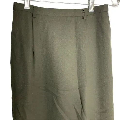 Liz Claiborne Vintage  Wool Pencil Skirt S Forest Green Button Zip Lined Pleated