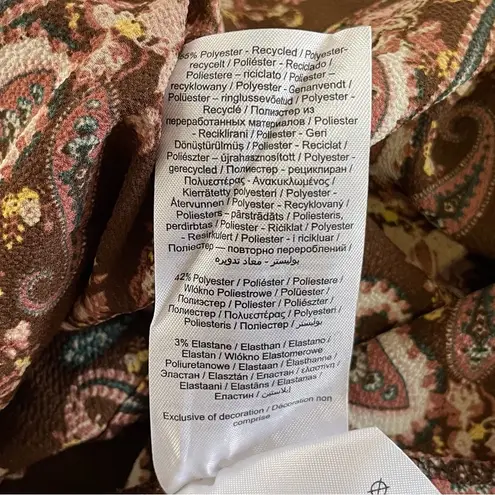 VERO MODA New Paisley Print High Waist Skater Skirt Coffee Bean Brown Size XS