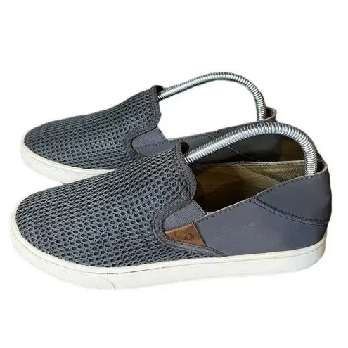 Olu’kai Pehuea Size 8.5 Women’s Grey & White Mesh Slip On Loafers Shoes #S60