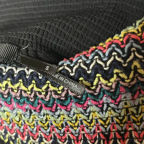 Poetry Black Mini Skirt With Multicolor Boho Elastic Waist Women’s Size Small