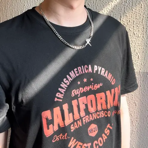 Link Chain Star Necklace for Men Women Streetwear Punk Hip Hop Unisex Style Silver