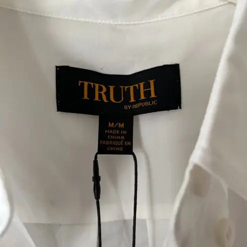 Truth by Republic Sz M White Cotton Blend Long Sleeve Oversized Dress Shirt Size M