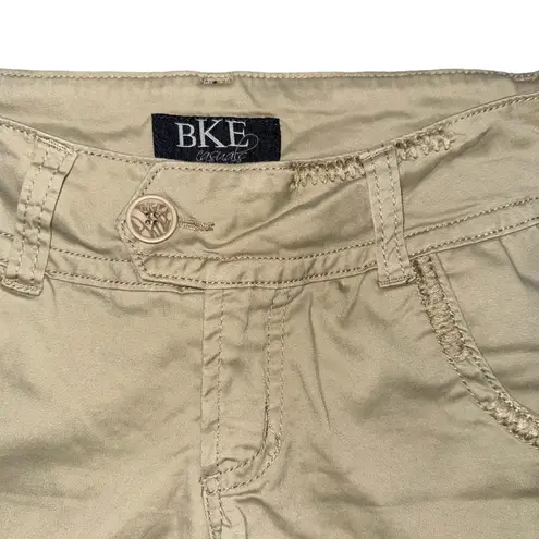 BKE Y2K Buckle Casuals Mollie Khaki Low Rise Bootcut Pants Womens 27 Embroidered