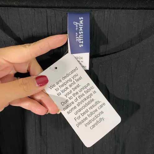 Swimsuit For All Women Black Pom Pom Trim Beach Cover Up Size 18/24 NWT