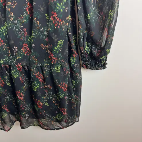 Maurice's Arbor Floral Smocked Dress Medium Long Sleeve Sheer Boho Babydoll Flowy