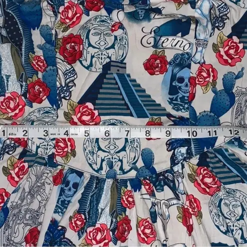 Hell Bunny Amor Eterno (Eternal Love) white,blue,red spaghetti strap dress Sz S