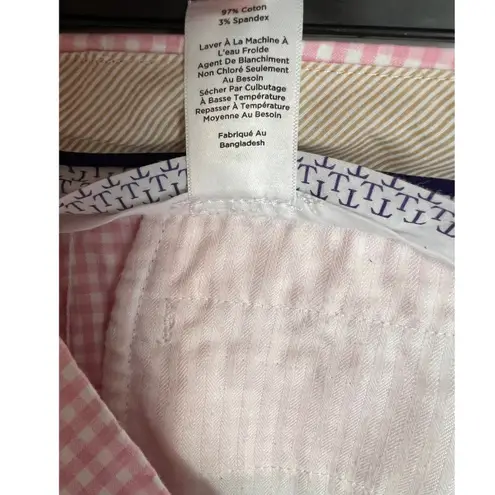 Talbots The Perfect Crop Pink White Gingham Pants Size 6