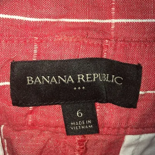 Banana Republic red and white striped paper bag size 6 shorts Red