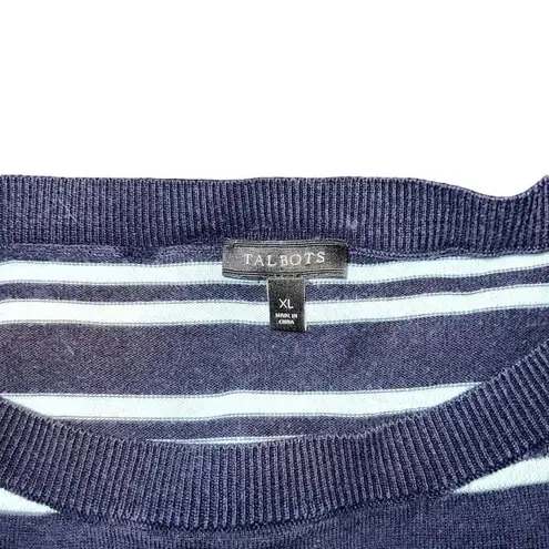 Talbots  Women's XL‎ Navy and Teal Striped Sweater Pullover