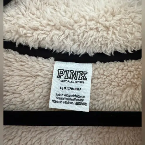 PINK - Victoria's Secret  Cream / Black
Large Teddy Half Zip Sherpa Pullover‎