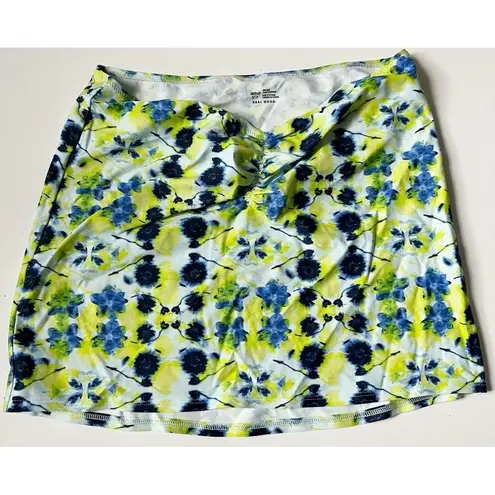 Aerie Ruched Swim Skirt NWT Floral Misty Sky