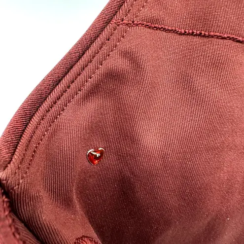 Lorna Jane Energise Sports Bra Strappy Marled Scoop Quick Dry Dark Red Marl XXS