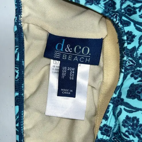 Denim & Co . Beach Size 20W Blue Asymmetrical Hem One Piece Swimsuit Swim Dress