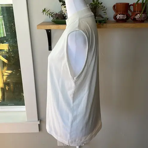 Vintage 90s Simply Basic Handpainted Cotton Sleeveless Mockneck Tee Size Medium Blue - Image 3