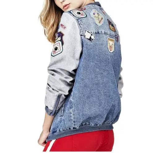 Guess  Original Patchwork Denim Bomber Jacket Y2K Fairy Cowgirl Gorpcore Boho S