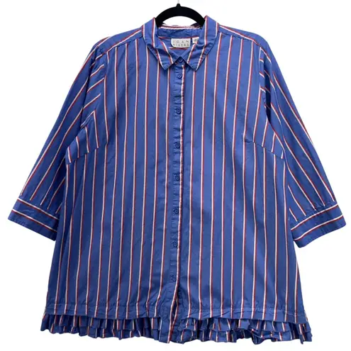 Joan Rivers Womans Button Up Blouse Size L Americana Ruffles Professional Career