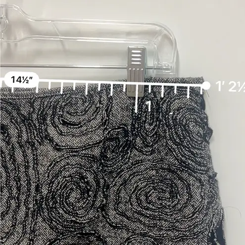 Per Se Skirt Black White Herringbone Floral Wool Blend Size 6