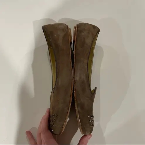 Elaine Turner Brown Leather Studded Flat Loafers Size 10