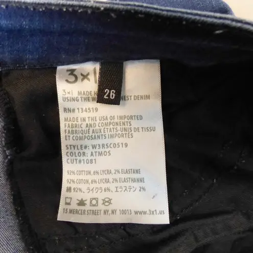 3x1 NYC Womens Size 26 Blue Skinny Raw Hem Skinny Ankle Jeans Stretch W3RSC0519