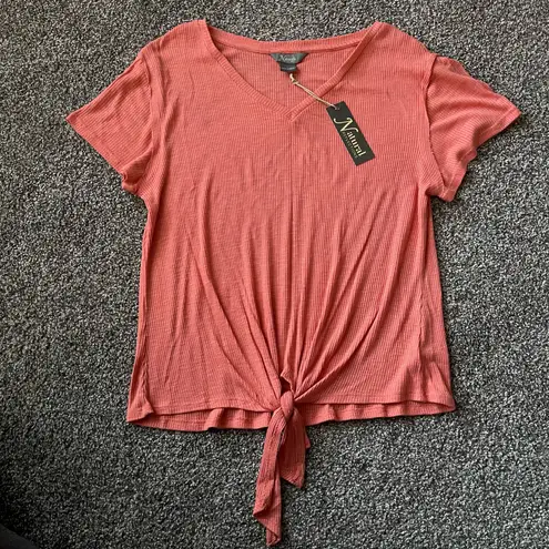 Natural Reflections Women’s Peach V-Neck Tie-Front Top