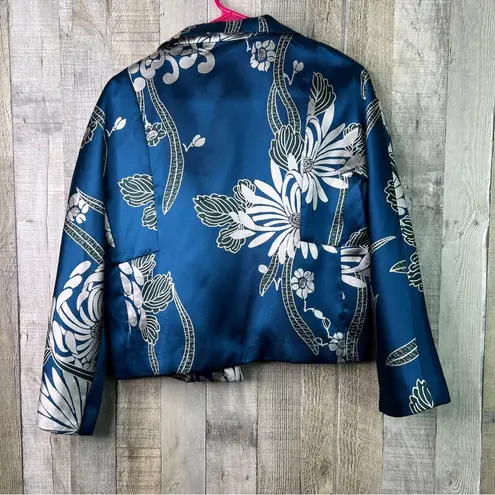 Natori N Size Small Chrysanthemum Long Sleeve Lined Jacket With Cuff Slit