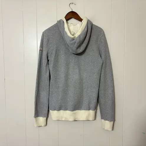 Moncler Maglia Cardigan Zip Hoodie Gray White Trim Made in Italy Size L