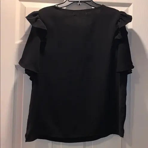 Missguided Lucy Wang  Black Ruffle Sleeve Top, NWT.