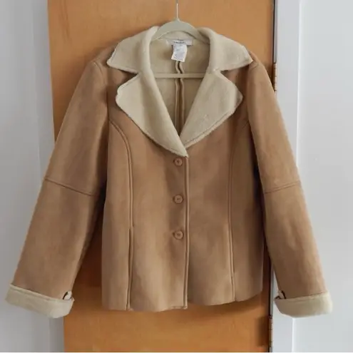 Faux Shearling Jacket Feels Light and Warm EUC Tan Size 12