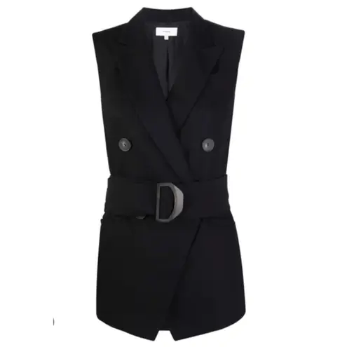 Vince  Black Wool-blend Sleeveless Blazer