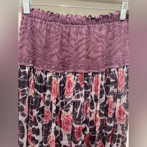 VTG 90s Purple Lace & Floral Roses Mid