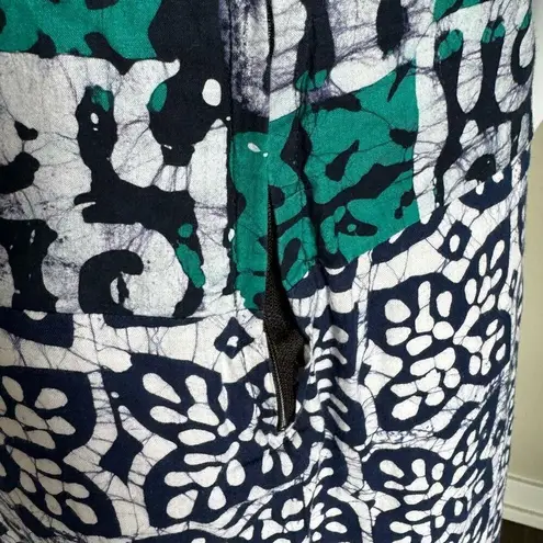 VTG Turquoise & Blue Batik Butterfly Print Maxi Dress