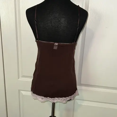RETRO Y2K BROWN MESH PINK LACE CAMI Size undefined