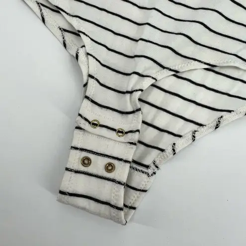 J.Crew  Striped Off the Shoulder Ruffle Bodysuit H6125 casual cotton size small