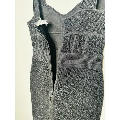 Herve Leger HERVÉ LÉGER Black Bandage Sweetheart Neckline Lurex Gown Dress Size Medium
