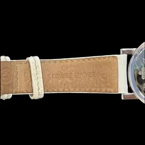 Juicy Couture  Watch Rainbow Number Face Silver “J” Charm White Leather Strap