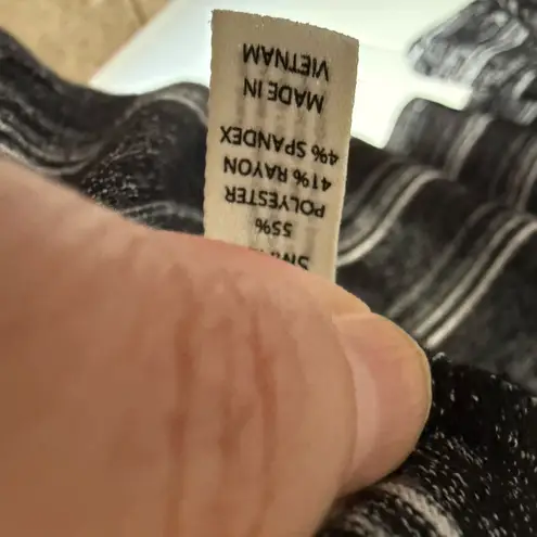 Soma Womens Cardigan Sz S Black Ivory Stripe Drape Front Wrap Melange Cozy