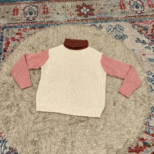 Marine layer  Juniper Oversized Turtleneck Colorblock Sweater size small - Image 2