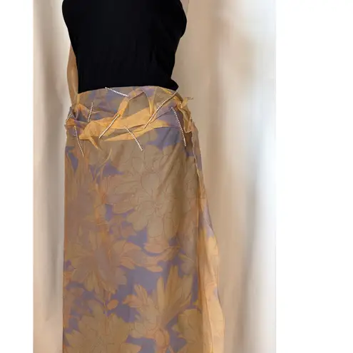Dries Van Noten Sheer Floral Embellished Wrap Midi Skirt size 44 US 12