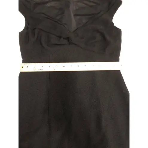David Meister Little Black Dress Size 4 Sheer Top Short Sleeve Chic Classic USA
