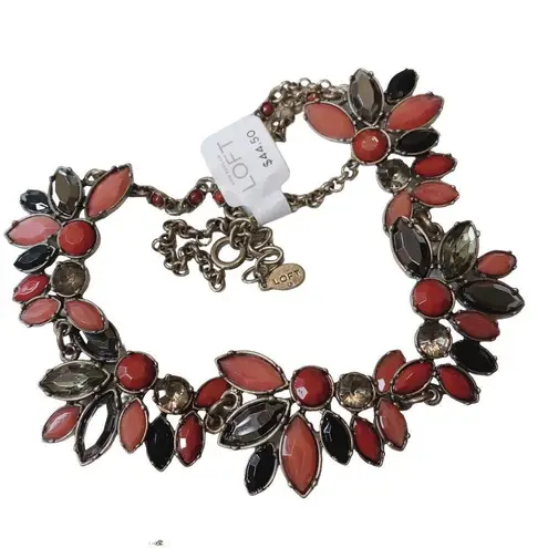 Loft  Smokey Topaz Like and Carnelian Color Like Rhinestone Necklace