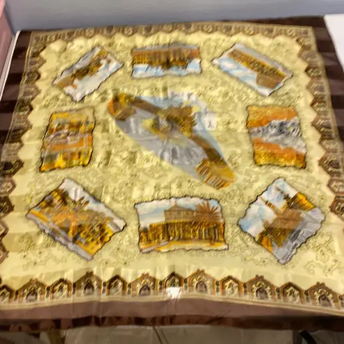 11 Honoré Vintage Italian Landmark Print Scarf Rome Piazza Di Spagna Basilica Di S. Paolo