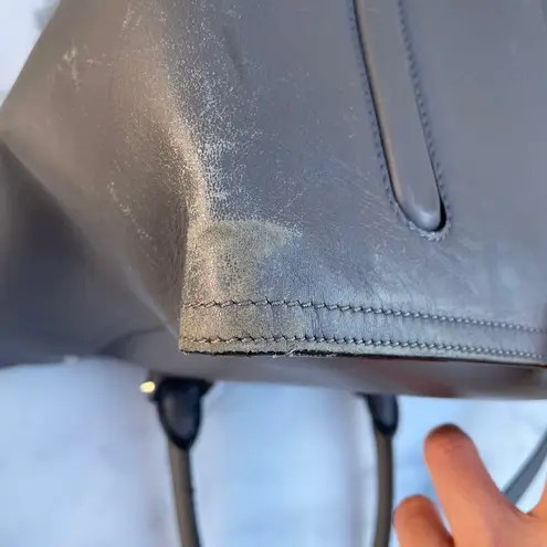 Alexander McQueen women’s Inside Out gray calfskin leather shopper tote bag