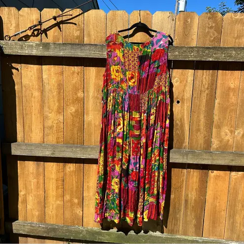 Vintage 90s Bila of California Maxi Dress size medium vibrant sundress hippy