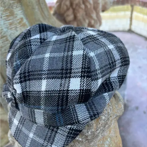 Mudd Womens Hat Newsboy Cabbie Plaid Black Gray Bow Preppy VTG Y2K from 