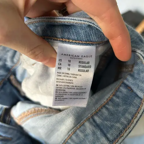 American Eagle Mom Jeans in Light Wash with Distressing