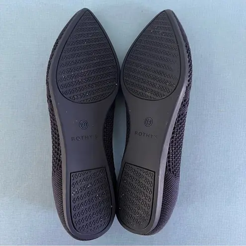 Rothy’s The Point Maritime Lattice Stitch Navy Blue Washable Knit Ballet Flats Size 8