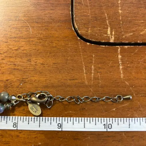 Cookie Lee 0072 Romantic-Style Green & Gray Beaded Necklace w/Tassel