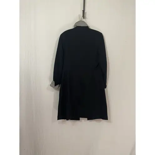 Dress Barn Wool Blend Open Trench Long Jacket Houndstooth Women’s 10 Black