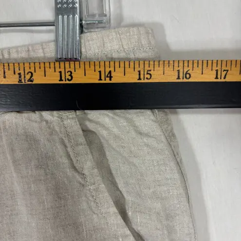 L.L.Bean Pants Womens 4 Beige Oat Linen Wide Leg Drawstring Coastal Beachy Tan